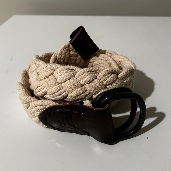 Abercrombie & Fitch Other - NWOT Abercrombie & Fitch Men's Sz 31 D Ring Leather And Cream Cotton Woven Belt